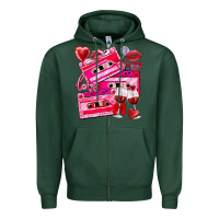 Sports Green valentines day cassette Zipper Hoodie - NancyCooperArtShop