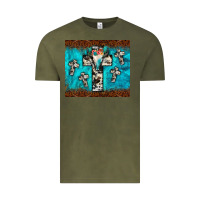 Vintage Olive bull skull cross tumbler Vintage Tee - JahusDesignShop