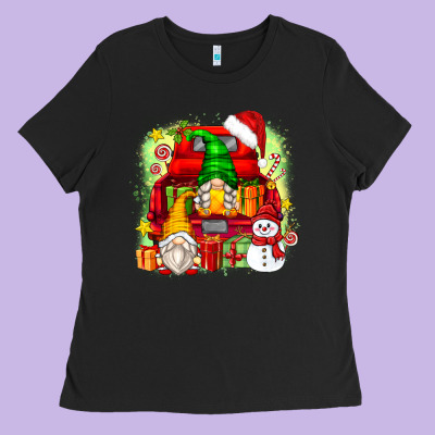 Christmas Gnome Truck Ladies Tee Designed By Zillion Design Studio