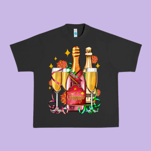 New Year Party Champagne Urban Heavy Tee Designed By Adodesignshop