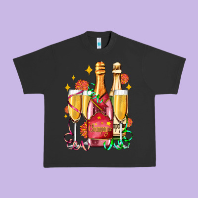 New Year Party Champagne Urban Heavy Tee Designed By Adodesignshop
