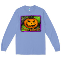 Colony Blue Happy Halloween Pumpkin Long Sleeve Tee - Jasminsmagicworld