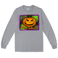 Heather Grey Happy Halloween Pumpkin Long Sleeve Tee - Jasminsmagicworld