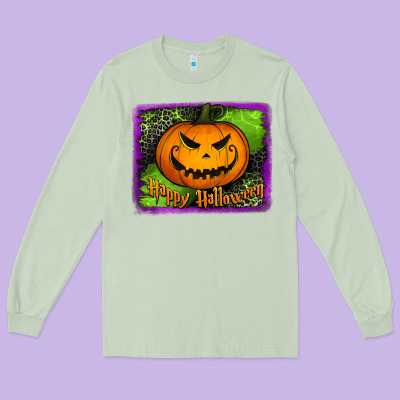 Happy Halloween Pumpkin Long Sleeve Tee Designed By Jasminsmagicworld