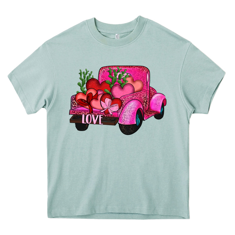 Valentine's Day Heart Cactus Truck Heavy Core Tee by RanaPortraitStore | Teevron