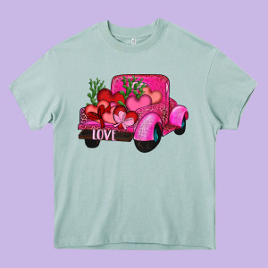 Valentine's Day Heart Cactus Truck Heavy Core Tee Designed By Ranaportraitstore
