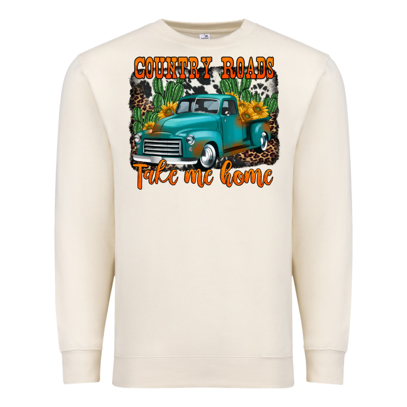 Country Roads Take Me Home Old Western Truck Premium Sweatshirt by Jasminsmagicworld | Teevron