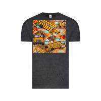 Vintage Black fall school bus seamless pattern Vintage Tee - BundleAndBundleShop