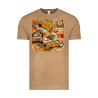 Vintage Camel fall school bus seamless pattern Vintage Tee - BundleAndBundleShop