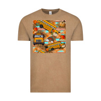 Vintage Coffee fall school bus seamless pattern Vintage Tee - BundleAndBundleShop