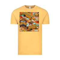 Vintage Mustard fall school bus seamless pattern Vintage Tee - BundleAndBundleShop