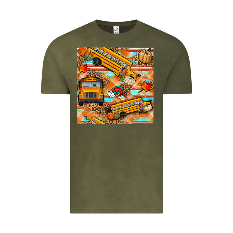 Fall School Bus Seamless Pattern Vintage Tee by BundleAndBundleShop | Teevron