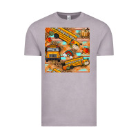 Vintage Zinc fall school bus seamless pattern Vintage Tee - BundleAndBundleShop