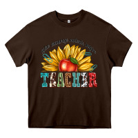 Chocolate Brown teacher with sunflower Heavy Core Tee - texasbilliewilder