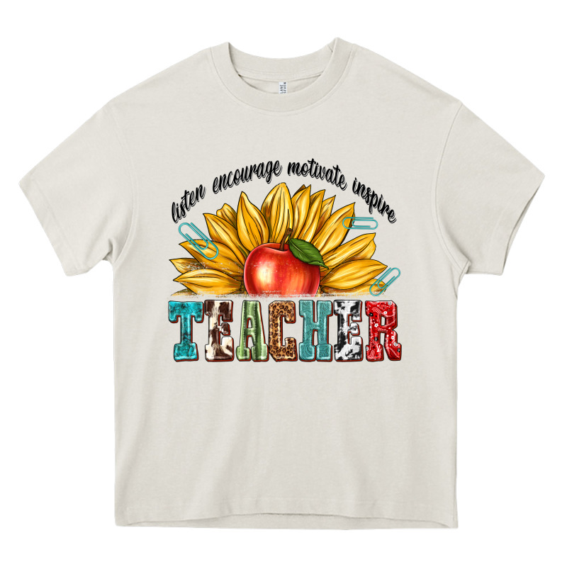 Teacher With Sunflower Heavy Core Tee by texasbilliewilder | Teevron