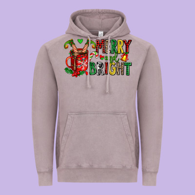 Merry And Bright Vintage Hoodie Designed By Adodesignshop