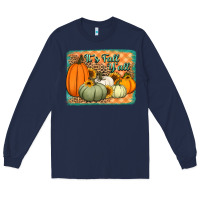 Navy It's Fall y'all pumpkins halloween and sunflowers Long Sleeve Tee - Jasminsmagicworld