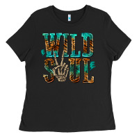Black wild soul with skeleton hand Ladies Tee - texasbilliewilder