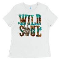 White wild soul with skeleton hand Ladies Tee - texasbilliewilder