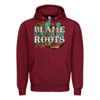 Burgundy blame it all on my roots Zipper Hoodie - NancyCooperArtShop