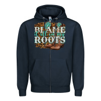 Navy blame it all on my roots Zipper Hoodie - NancyCooperArtShop