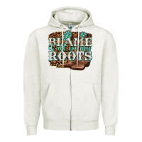 Oatmeal Heather blame it all on my roots Zipper Hoodie - NancyCooperArtShop