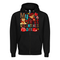 Black my first valentines day Zipper Hoodie - NancyCooperArtShop