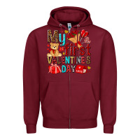 Burgundy my first valentines day Zipper Hoodie - NancyCooperArtShop