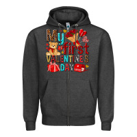 Charcoal Heather my first valentines day Zipper Hoodie - NancyCooperArtShop