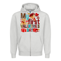 My First Valentines Day Zipper Hoodie | Teevron