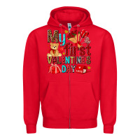 Red my first valentines day Zipper Hoodie - NancyCooperArtShop