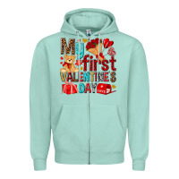 Seafoam my first valentines day Zipper Hoodie - NancyCooperArtShop