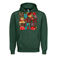 Sports Green my first valentines day Zipper Hoodie - NancyCooperArtShop