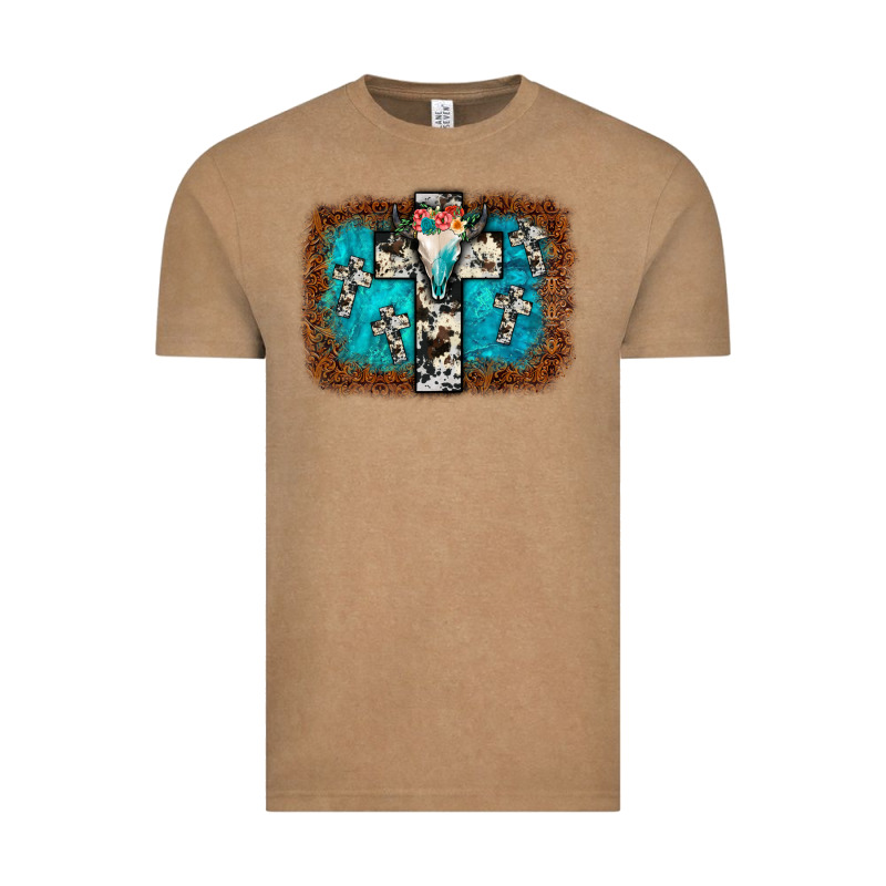 Bull Skull Cross Backgraund Vintage Tee by JahusDesignShop | Teevron