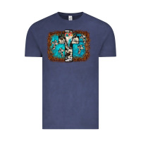 Vintage Denim bull skull cross backgraund Vintage Tee - JahusDesignShop