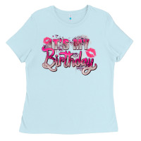 Baby Blue pink it's my birthday Ladies Tee - Zillion Design Studio