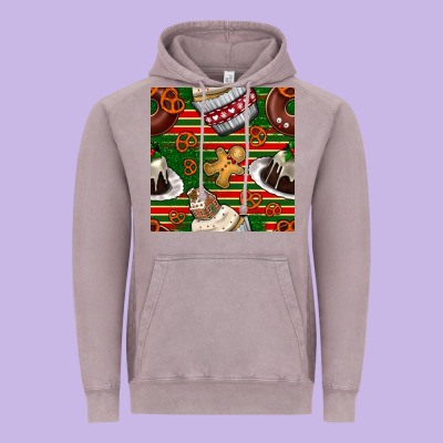 Christmas Cake Seamless Pattern Vintage Hoodie Designed By Bundleandbundleshop