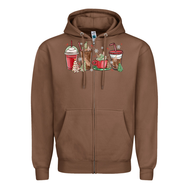 Christmas Tree Cake And Coffee Cups Zipper Hoodie by MaliasSmallBusiness | Teevron
