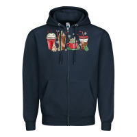 Navy christmas tree cake and coffee cups Zipper Hoodie - MaliasSmallBusiness