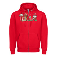 Red christmas tree cake and coffee cups Zipper Hoodie - MaliasSmallBusiness