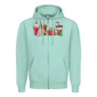 Seafoam christmas tree cake and coffee cups Zipper Hoodie - MaliasSmallBusiness