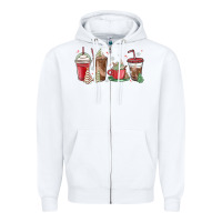 White christmas tree cake and coffee cups Zipper Hoodie - MaliasSmallBusiness