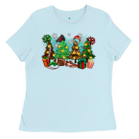 Baby Blue christmas trees with football Ladies Tee - Zillion Design Studio