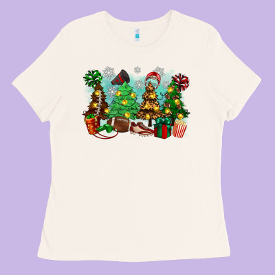 Christmas Trees With Football Ladies Tee Designed By Zillion Design Studio