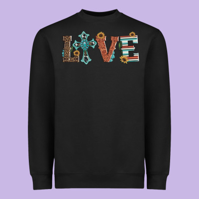 Western Love With Cross Heavyweight Sweatshirt Designed By Artiststas