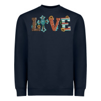 Navy western love with cross Heavyweight Sweatshirt - Artiststas