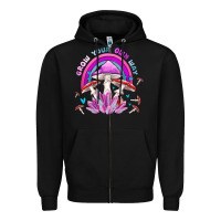Black grow your own way crystal and mushroom Zipper Hoodie - MaliasSmallBusiness