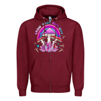Burgundy grow your own way crystal and mushroom Zipper Hoodie - MaliasSmallBusiness
