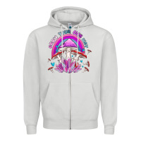 Dove Grey grow your own way crystal and mushroom Zipper Hoodie - MaliasSmallBusiness
