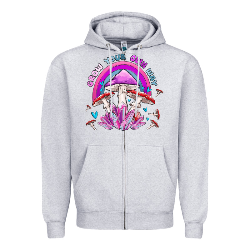 Grow Your Own Way Crystal And Mushroom Zipper Hoodie by MaliasSmallBusiness | Teevron